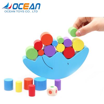 China Children Puzzle Block Educational Toys Wooden Moon Balance Game Puzzle Balance Game For Children for sale