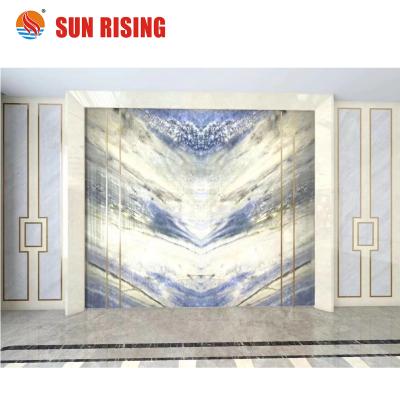 China Book match modern backlit blue luxury stone for background decoration for sale