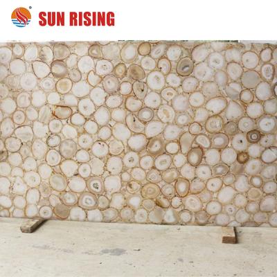 China Modern White Agate Backlit Semi Precious Stone For Countertop for sale