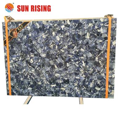 China Backlit Blue Countertop Agate Gemstone Stone Slab for sale