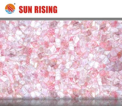 China Slabs Custom Design Backlit Pink Quartz Agate Big Slab For Decoration for sale