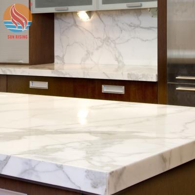 China Countertops Customized Calacatta Artificial White Quartz Kitchen Countertops for sale