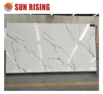 China Hot Sale Artificial Stone Calacatta White Engineered Quartz Slabs For Countertop 3200x1600mm for sale