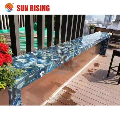 China Home Decoration Blue Agate Stone Mini Bar Countertops for sale