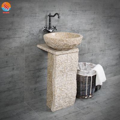 China Shampoo Sinks Natural Stone Pedestal Wash Basin Granite Bowl Sink For Washing for sale