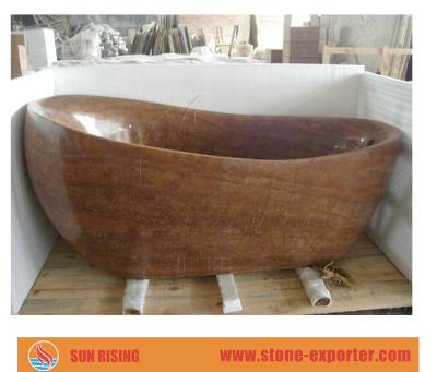 China Brown Modern Wooden Marble Bathtub for sale