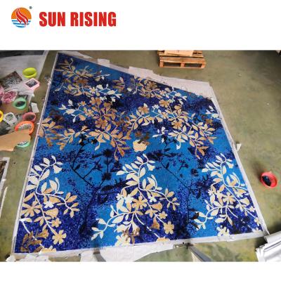 China Europe Style Unique Blue Leaf Glass Mosaic Tile for sale