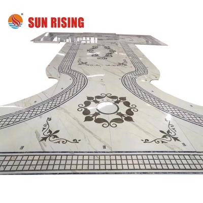 China Modern Pattern Water Jet Cut Marble Medallion Design For Hotel Lobby Flooring for sale