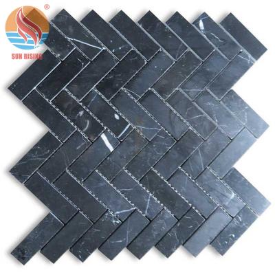 China Cheap Marble Herringbone Mosaic Tiles 12X12 Inch Natural Material For Kitchen for sale