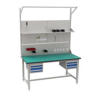 China Workstation Industrial Modern Industrial Metal Workbench Set Industrial Workshop Table Desk with Light for sale