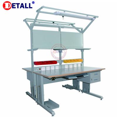 China ESD Work Bench Manufacturing Ergonomic Adjustable ESD Factory Electric Steel Workbench With Multifunctional ESD Accessories for sale