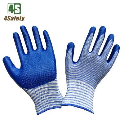 China Breathable 4SAFETY Zebra Wave Nitrile Coated Protective Gloves for sale