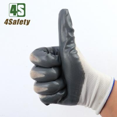 China Cheap Work Good Quality Gray Nitrile Coated Breathable White Gloves From 4SAFETY China Suppliper for sale