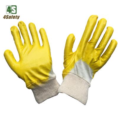 China 4SAFETY Breathable Yellow Nitrile Latex Coated Safety Gloves for sale