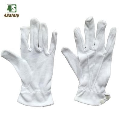 China Breathable Cheap Thin White Cotton 4SAFETY Parade Inspection Gloves With Button for sale