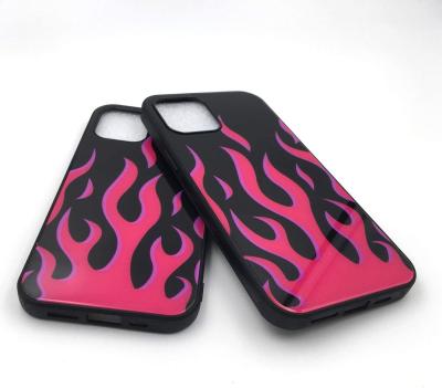 China Red Sublimation Unique Design Flame Pattern Tempered Glass Gift Case For iPhone 12/12 pro 11/11 pro X/XS MAX Glass Phone Case For Samsung for sale