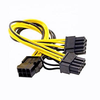 China Hot Sale High Quality Cheap 30CM Computer 6 Pin To Dual 8 Pin 6 Express 2 PCIE Y Splitter Power Cable For Graphics Power Supply for sale