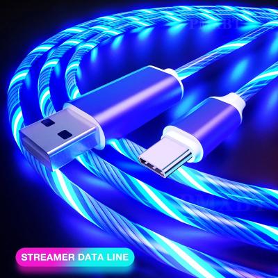 China LED Data Light Cable Cell Phone Charging / Overflowing Charging Cables LED Light Micro USB Type C Charger For iPhone 8 Pin Charge Wire Cord for sale