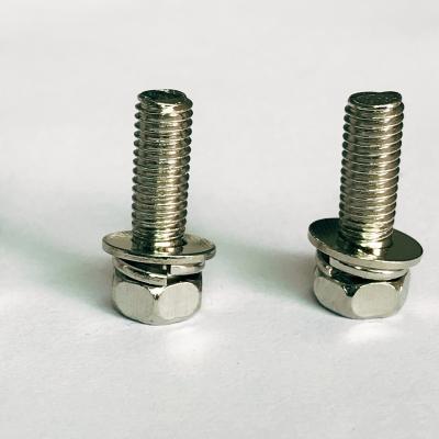 China Pan Slotted Hex Head Stainless Steel SEMS Double Screws Split Joint and Flat Joints for sale