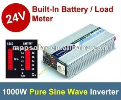 China 1000W With Battery Meter Pure Sine Wave Inverter 24V DC To AC Power Inverter 360*195*80mm for sale