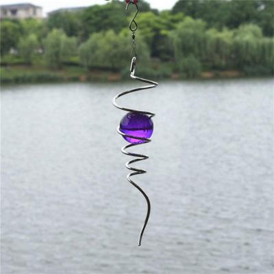 China 3D Art Garden Wind Spinner Ball Spiral Hanging Tail For Decorative Garden for sale