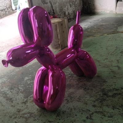 China New Customized Minimalist Life Size Pop Art Electroplate Fiberglass Resin Balloon Dog Sculpture Home Decoration for sale