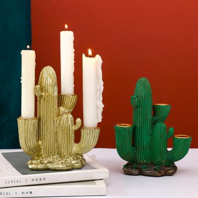 China Art CACTUS PLANT CRAFT CANDLE HOLDER decoration resin HOME candle holder for sale