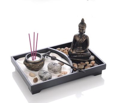 China Buddha Zen Garden Oil Burner Art Home Zen Garden Resin Thai Ceramic Rocks Indoor Decoration for sale