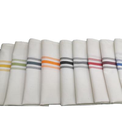 China Durable Unique 18x22 Inch Spun White Polyester Napkin Color Strip Yarn Dyed Bistro Napkin For Restaurant Kitchen for sale