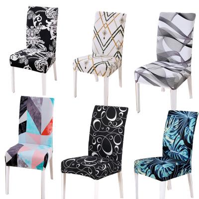 China Durable Printed Party Stretch Chair Cover Event Wedding Spandex Seat Cover Banquet Dining Chair Cover for sale