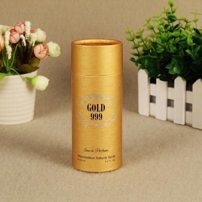 China Recycled Cylinder Yellow Cardboard Tea Packaging Box Candle Hot Stamping Embossed Round Paperboard Customized Materials Factory With Lid for sale