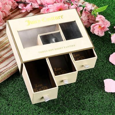 China Luxury PVC Window Multi-compartment Drawer Box Recyclable Customized Perfume Packaging Drawer Cosmetic Box for sale