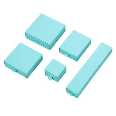 China Recycled Materials Customized Small Drawer Luxury Blue Sky Drawer Jewelry Box Necklace Earrings Packaging Box for sale