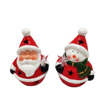 China Christmas Tree Decoration Christmas Santa Claus Ceramic Figurine With Star Hole Decoration Christmas Porcelain Items Christmas Decor Sales for sale