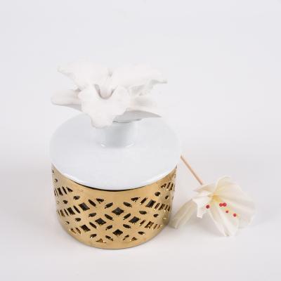 China Stone Bottle Reed Diffuser For Home Decor Ceramic Diffuser Aroma Flower for sale