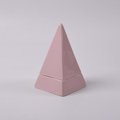 China White Ceramic Pyramid Shape Porcelain Ring Dish Trinket Tray Jewelry Stand Ring Jewelry Holder 2004008 for sale