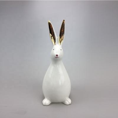 China Beautiful Ceramic Home Decor Gift Ceramic Rabbit For Easter for sale