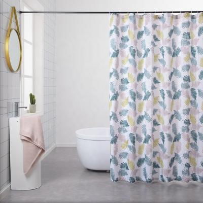 China Sustainable Rainforest Leaf Print Polyester Custom Shower Curtain For Bathroom for sale