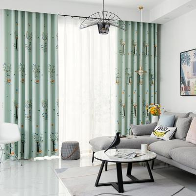 China 100% home textile fabric in shade of tree curtain blackout pattern green pattern kids warm fabric for sale