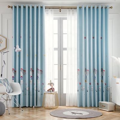 China Blackout 100% shade curtain girl pattern home warm linen fabric printed textile fabric for kids room for sale