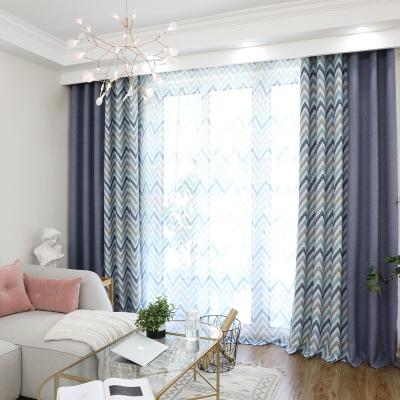 China Blackout 100% Shade Curtain Fabric Hot Selling Linen Living Room With Modern Style Printed Home Textile for sale