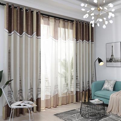 China Blackout Shade Curtain Fabric Round Soft Linen Pattern Printed Home Textile Fabric for sale