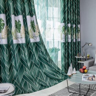 China Blackout Hot Curtain Blackout Factory Sales Nordic Pineapple Leaf Printing Living Room Curtain Fabric for sale