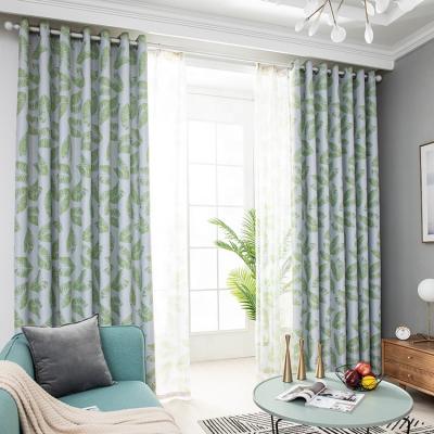 China Hot Selling Luxury Green 100% Blackout Polyester Shade Curtain Sheet Printing Living Room Curtain Fabric for sale