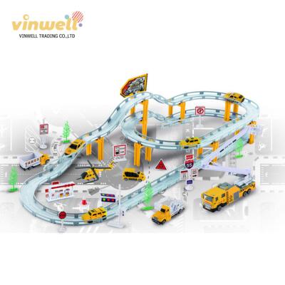 China Electric Rail Set/Track Toys Slot Toys/Electric Toys 360 Cm Length Series Track Rail 63 Pcs Construction Alloy Package Of Electric Urban Rail Car for sale