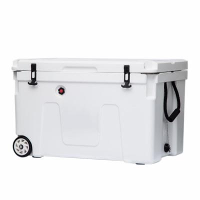 China Foldable 140Lite Tolee Food Grade Waterproof Rotomolded Coolers Cooler Box with Table and 2 Chices Rtic for sale