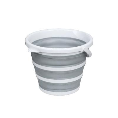 China Gray 10L Picnic Water Viable Collapsible Plastic Folding Mop Bucket Outdoor Ice Storage Bucket With High Quality Handle for sale