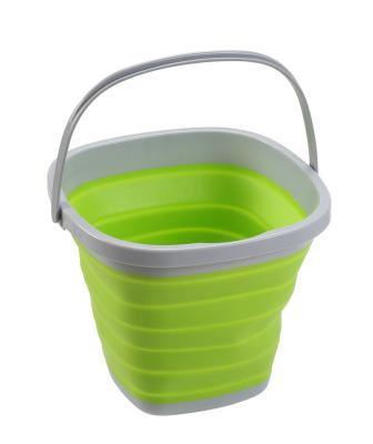 China Green Sustainable Foldable Outdoor Multi-Function Plastic Collapsible Water Buckets Round Lavatory Round Tub Camping Basket for sale