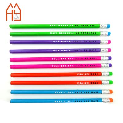 China Promotional Normal Hexagon Pencil HB Wooden Pencil With Eraser Top Soft Graphite #2 HB Pencil for sale