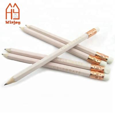 China Short Pencil With Eraser Promotional Short HB Golf Pencils With Eraser , OEM Printed Hexagonal Pencil for sale